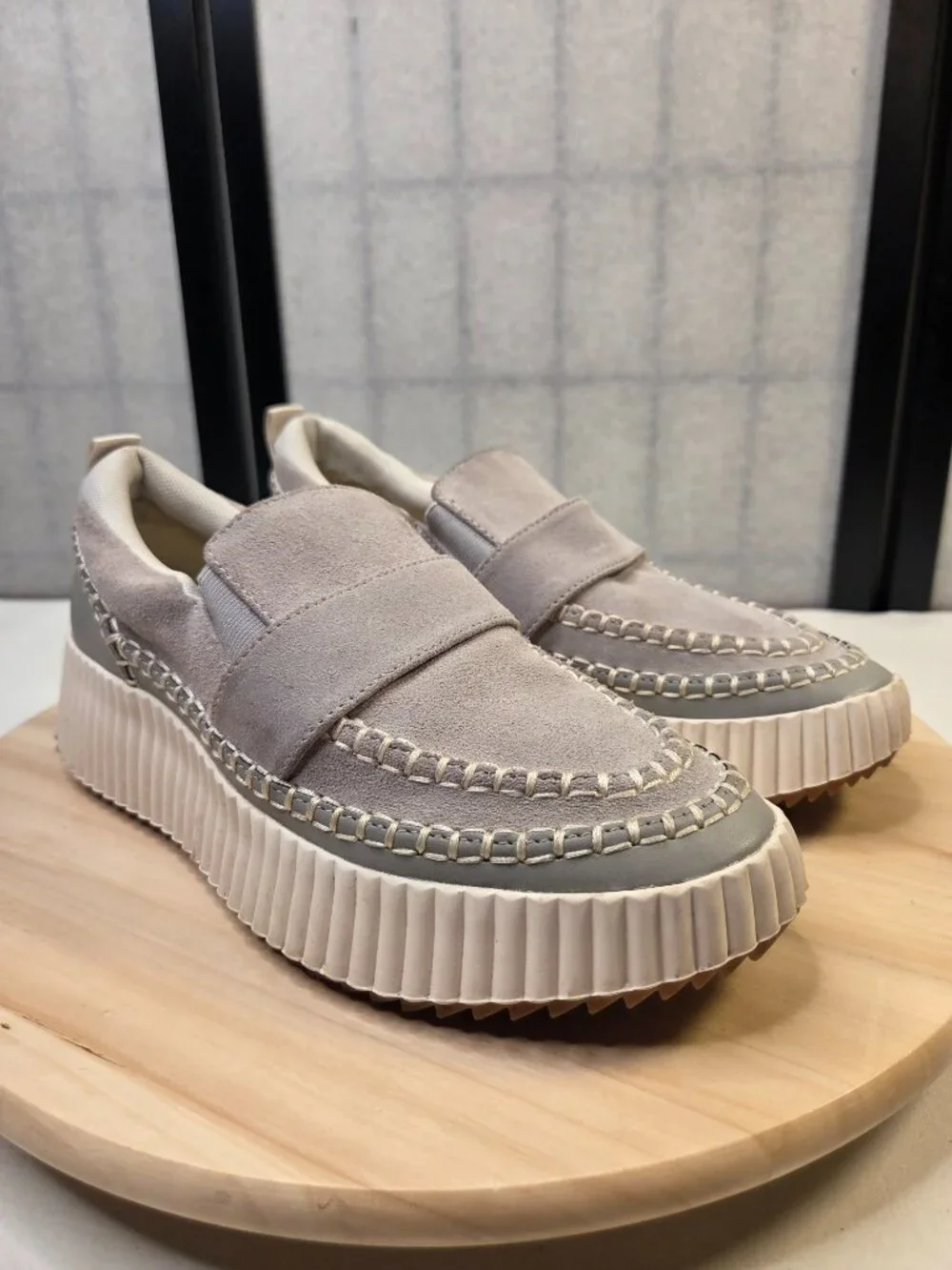 Dolce Vita Dayo Gray Wedge Heel Slip-On Loafer Shoes Women US 8.5M
